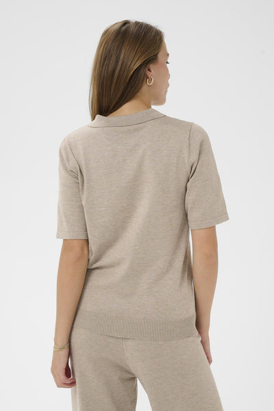 MilaSZ Polo SS Pullover Greige Melange - 1611091 - 30513958 Thumbnail