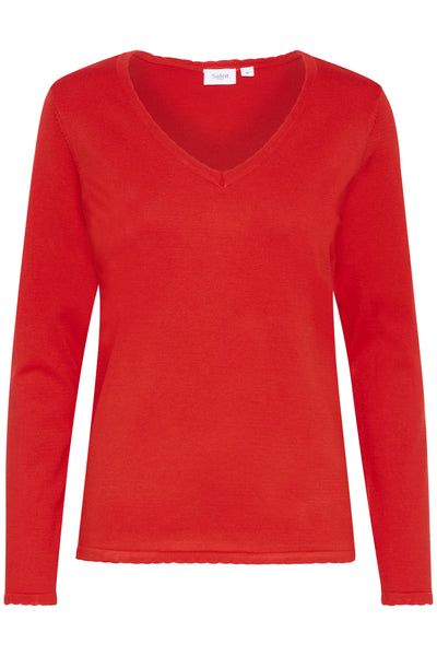 MilaSZ LS V-Neck Pullover Flame Scarlet - 30513960 Thumbnail