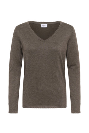 MilaSZ LS V-Neck Pullover Mink Melange - 1914301 - 30513960