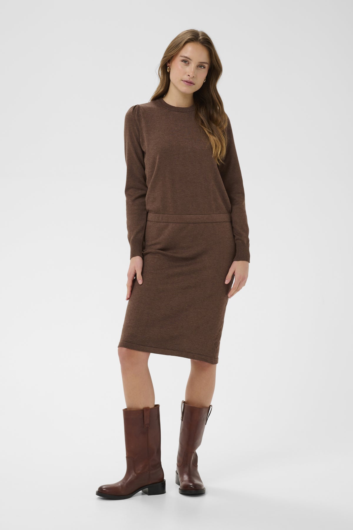 MilaSZ LS Dress Fondue Fudge Melange - 30513967