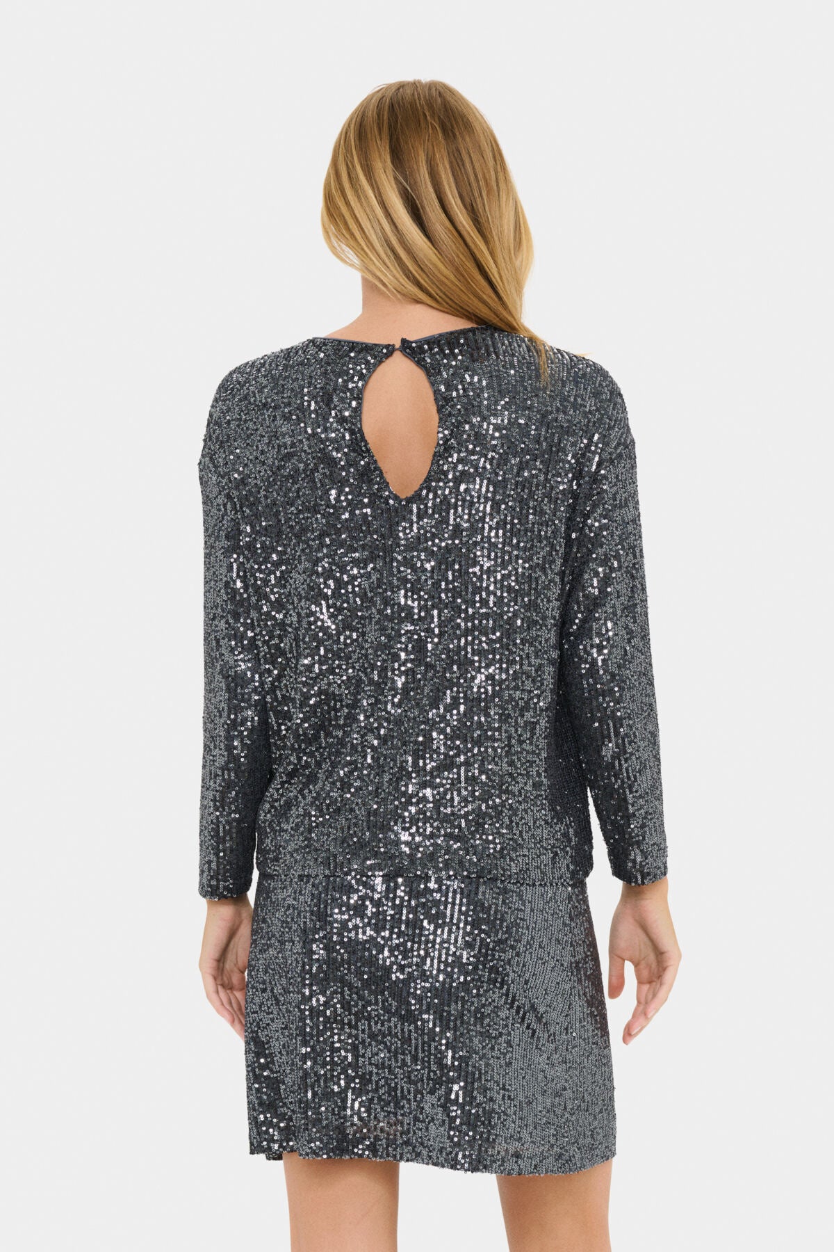 ReyanaSZ R-Neck Blouse Grey Iron - 30513969