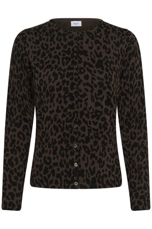 ZhilaSZ R-neck Cardigan Chocolate Brown Leopard - 30513973