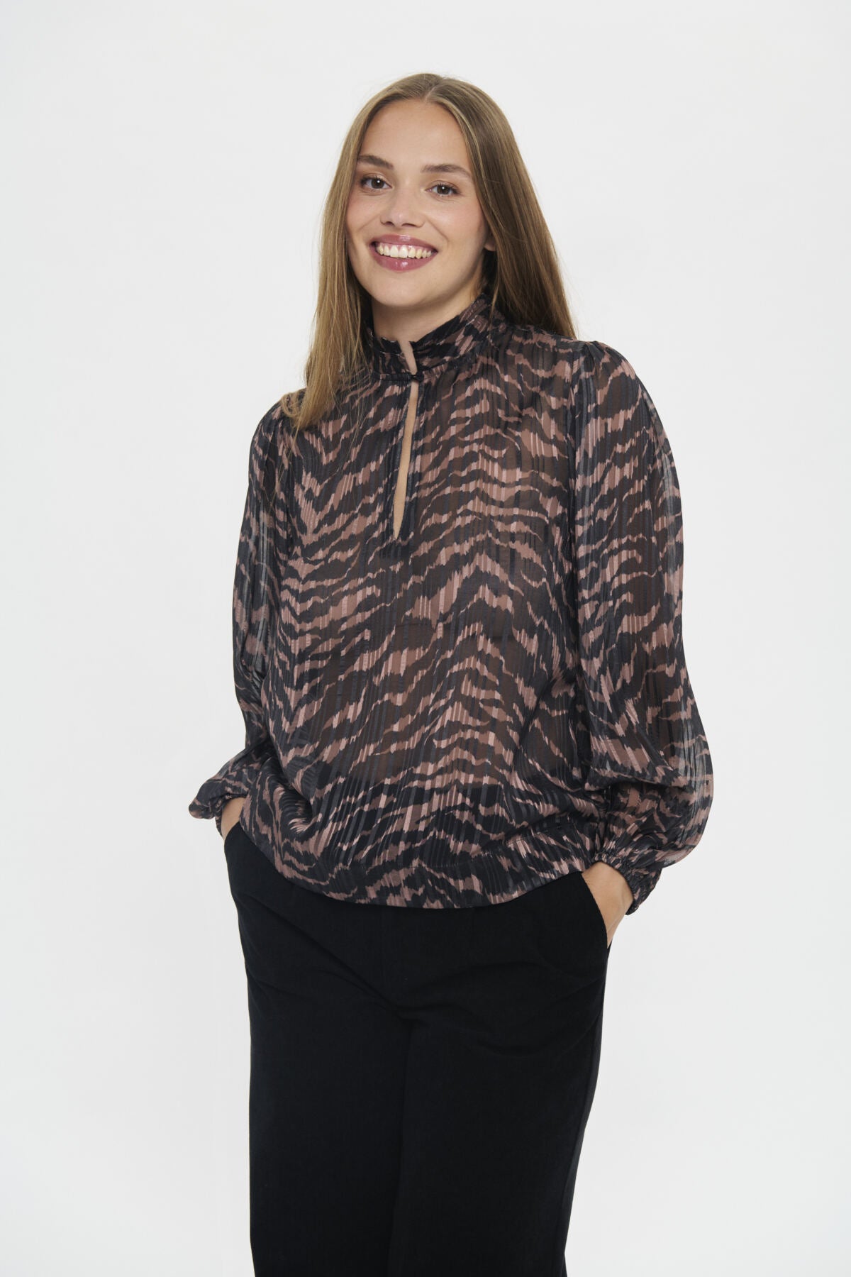 NestaSZ Blouse Black Shifted Strokes - 304346 - 30514571