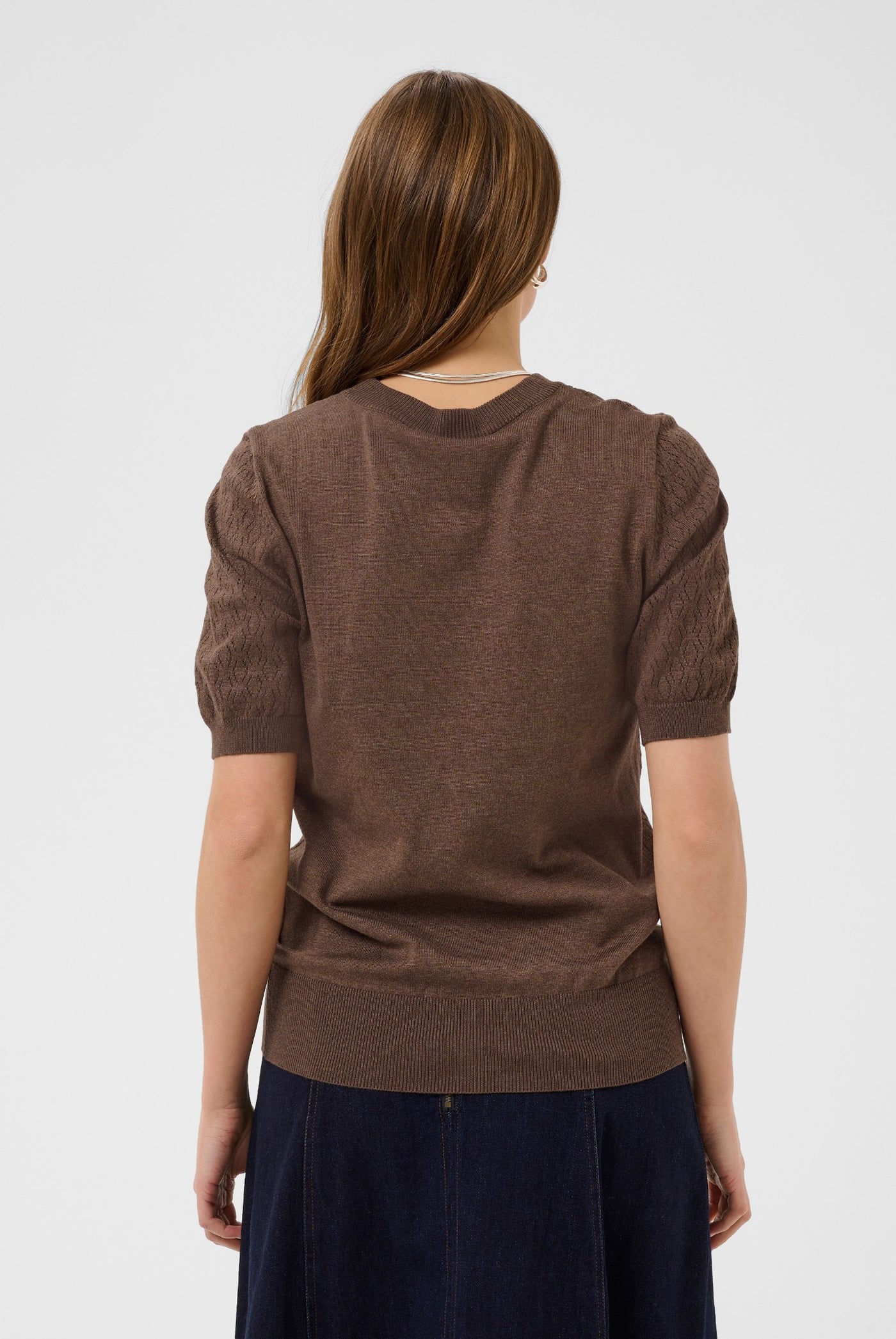 MilaSZ Pointelle SS Pullover Fondue Fudge Melange - 1912241 - 30514645