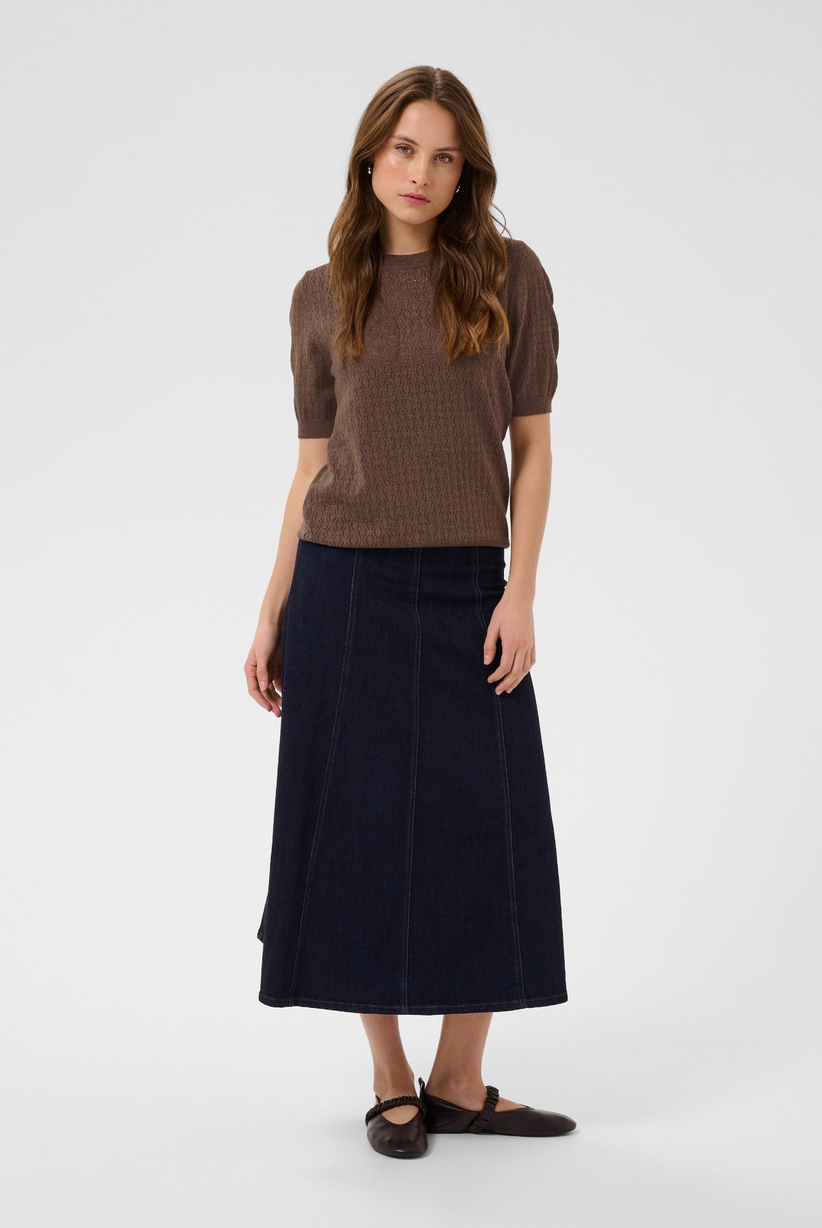 MilaSZ Pointelle SS Pullover Fondue Fudge Melange - 1912241 - 30514645