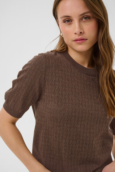 MilaSZ Pointelle SS Pullover Fondue Fudge Melange - 1912241 - 30514645 Thumbnail