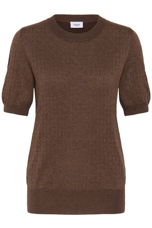 MilaSZ Pointelle SS Pullover Fondue Fudge Melange - 1912241 - 30514645