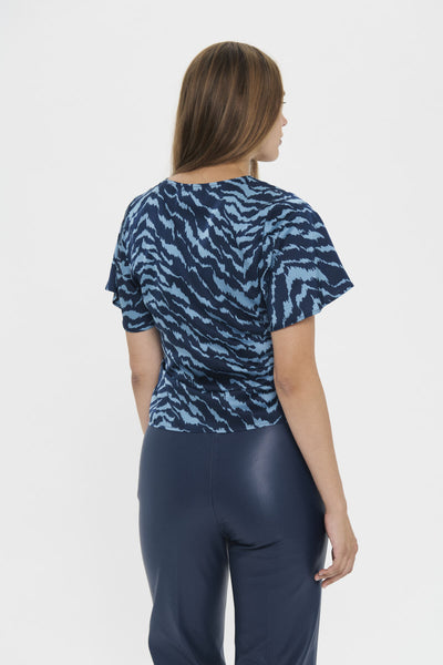 NaginaSZ Blouse Pageant Blue Shifted Strokes - - 30514654 Thumbnail