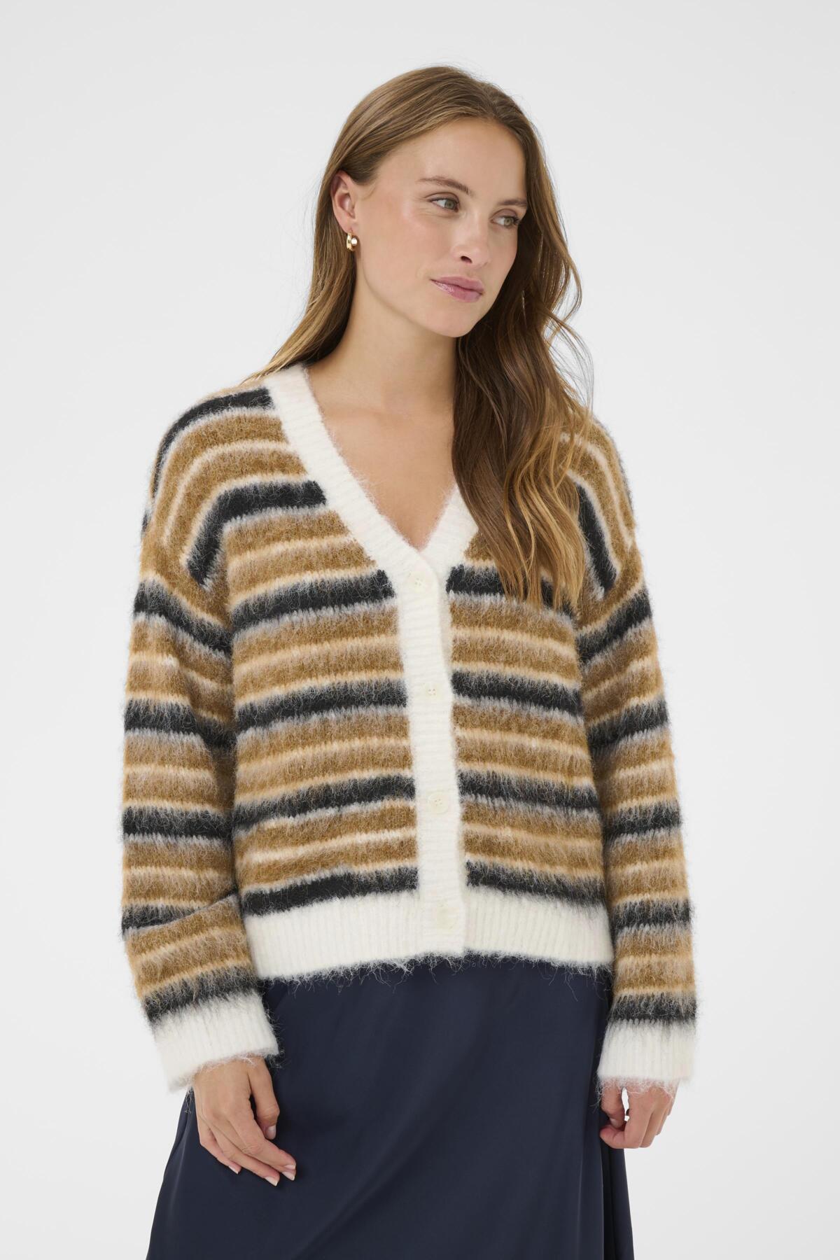 OlmaSZ Cardigan Tannin Black NavySky Stripes - - 30514758