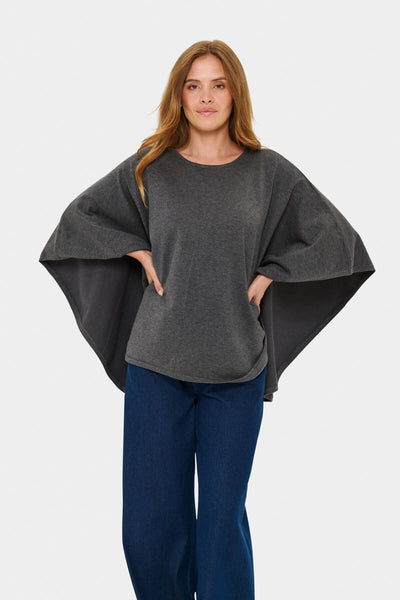 BilliSZ Poncho Grey Iron Melange - 30514828 Thumbnail