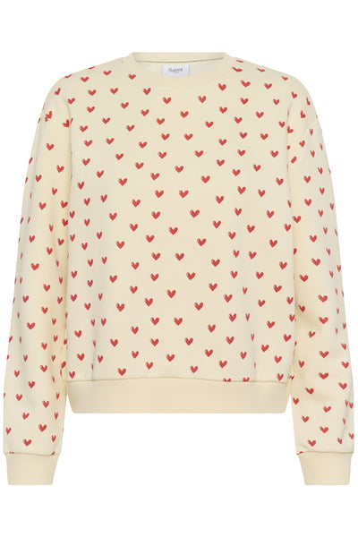 PammaSZ Sweatshirt Off White Red Sketched Hearts - 30514963 Thumbnail