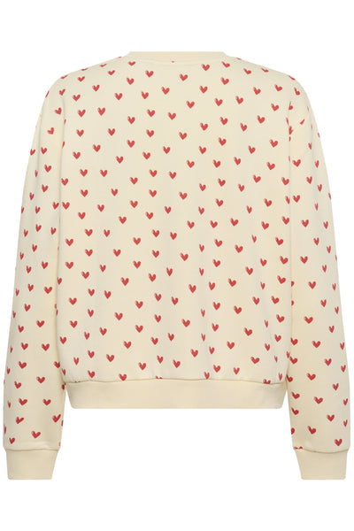 PammaSZ Sweatshirt Off White Red Sketched Hearts - 30514963 Thumbnail