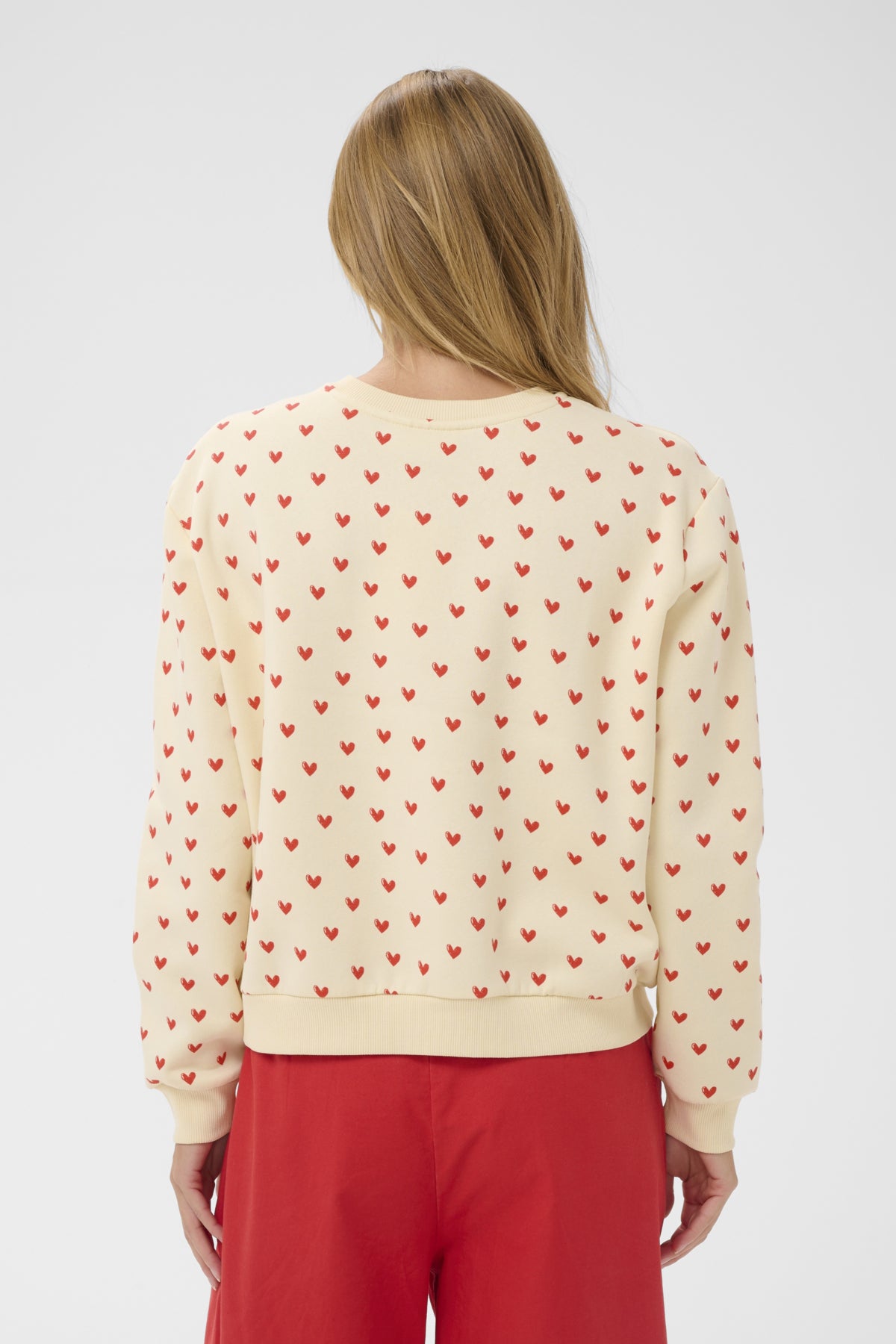 PammaSZ Sweatshirt Off White Red Sketched Hearts - 30514963