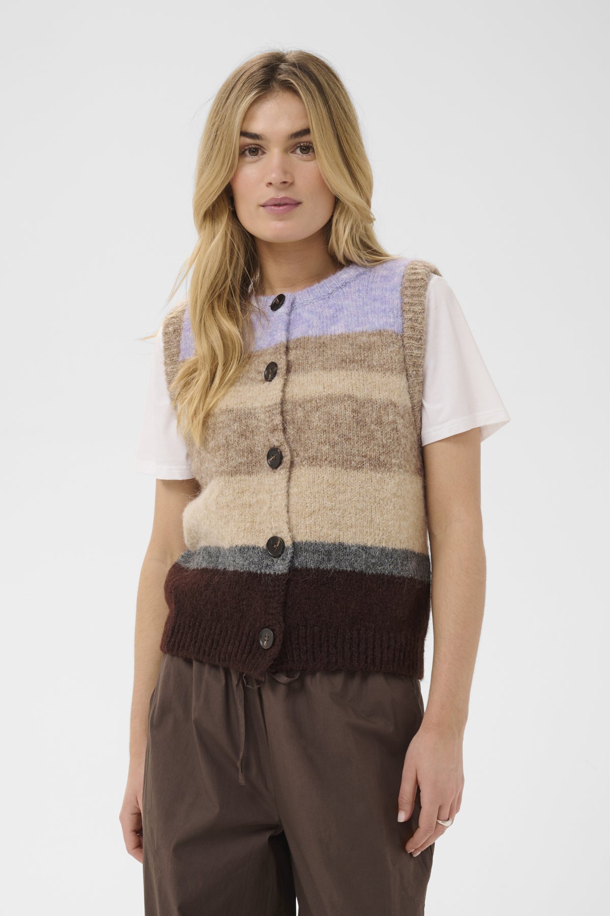 SeraphinaSZ Knit Vest Chocolate Lilac Multi Stripe - - 30515255