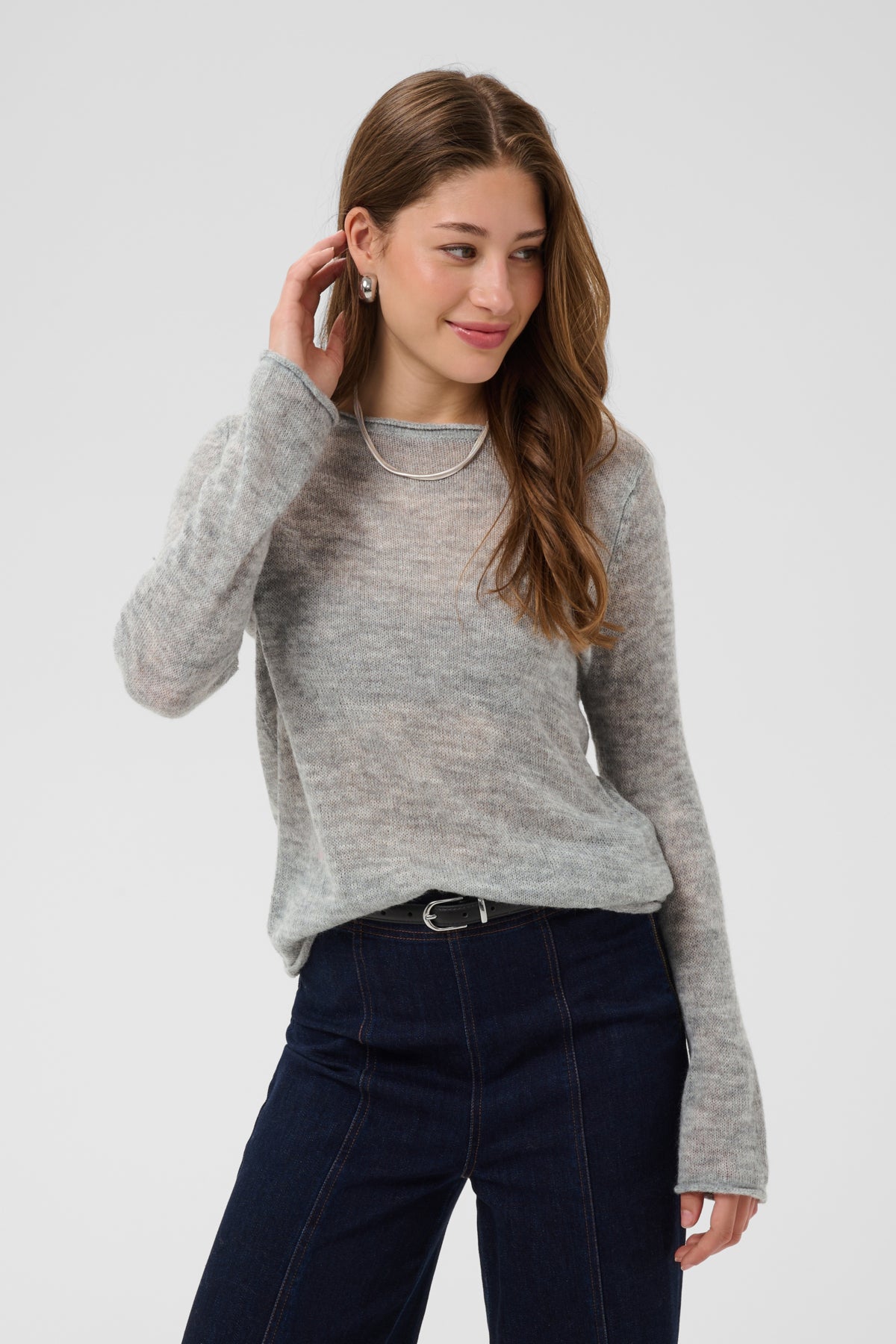 SabbaraSZ Boatneck Pullover Mist Grey Melange - 1739141 - 30515311