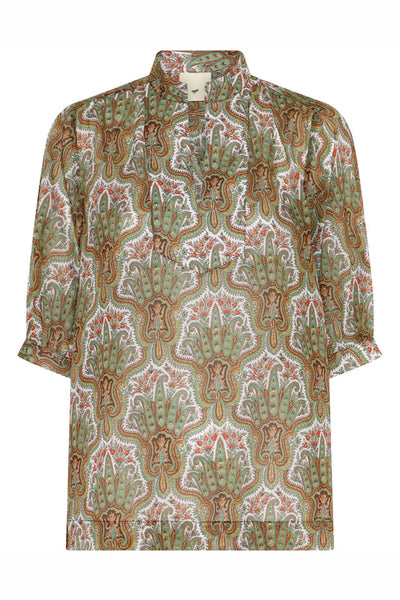 427HMTurin shirt 843 Green paisley print - HM1291 Thumbnail