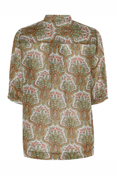 427HMTurin shirt 843 Green paisley print - HM1291 Thumbnail