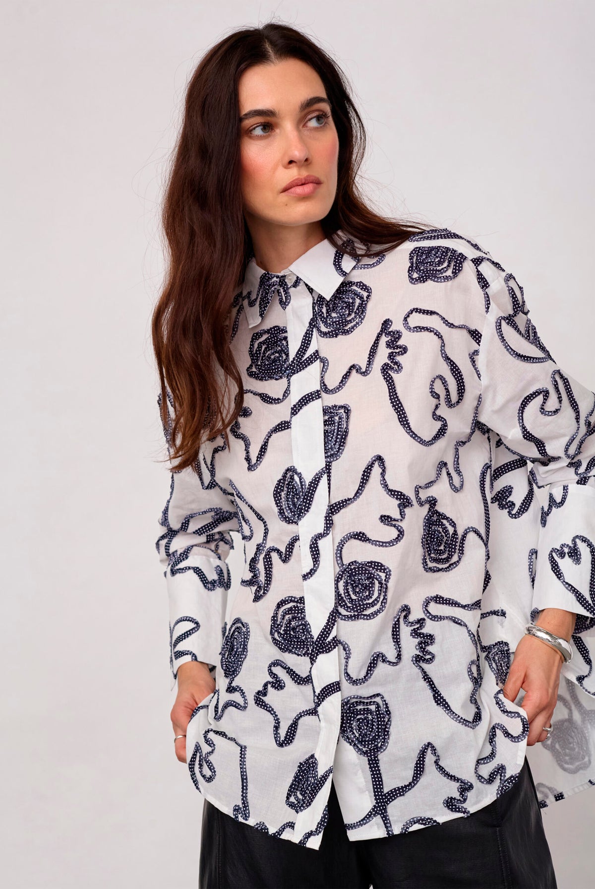 ElricCC Flower LS Shirt 40007-Navy - 500348