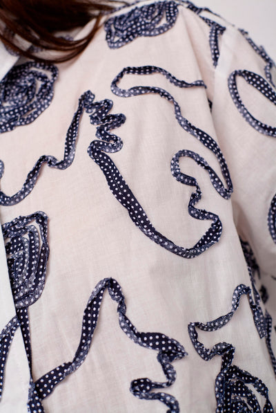 ElricCC Flower LS Shirt 40007-Navy - 500348 Thumbnail