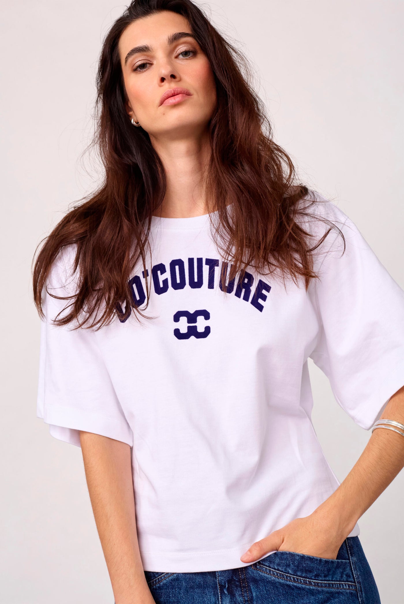 43013 ZengaCC Tee O-Neck 10011-White - Blue - 500108