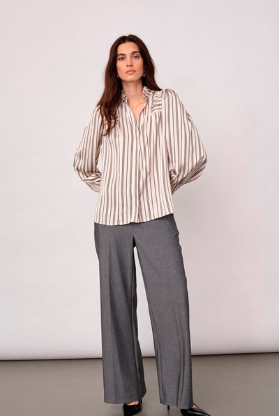 HellyCC Stripe V-Shirt 10002-Off-White - 500369 Thumbnail