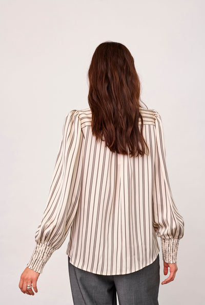 HellyCC Stripe V-Shirt 10002-Off-White - 500369 Thumbnail