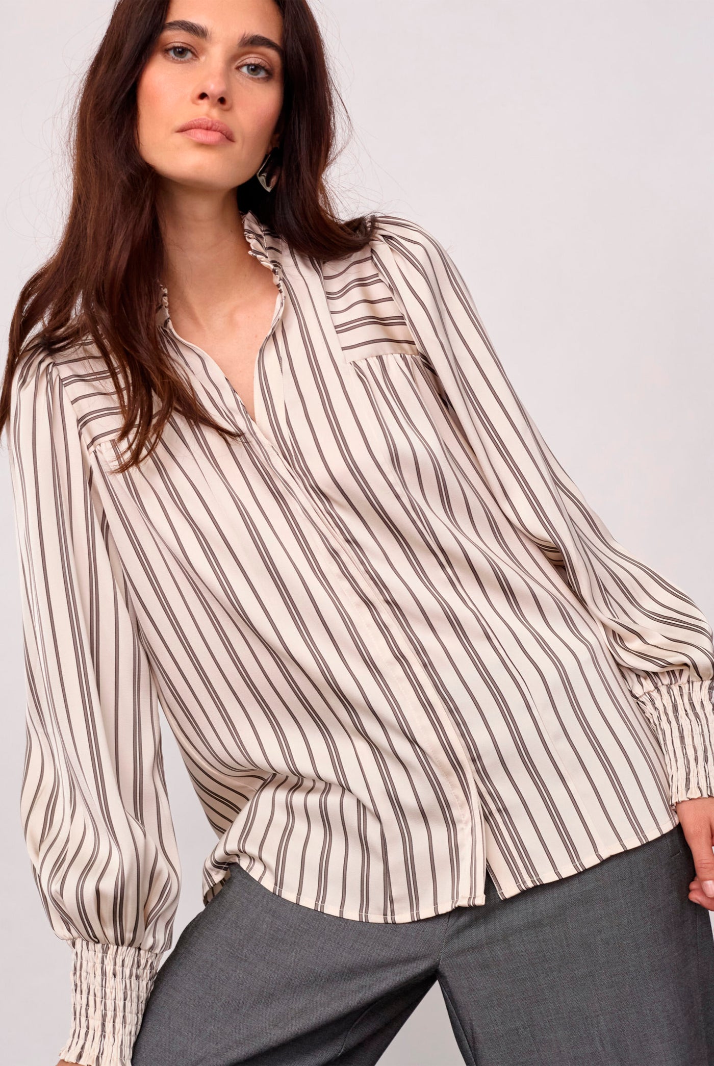 HellyCC Stripe V-Shirt 10002-Off-White - 500369