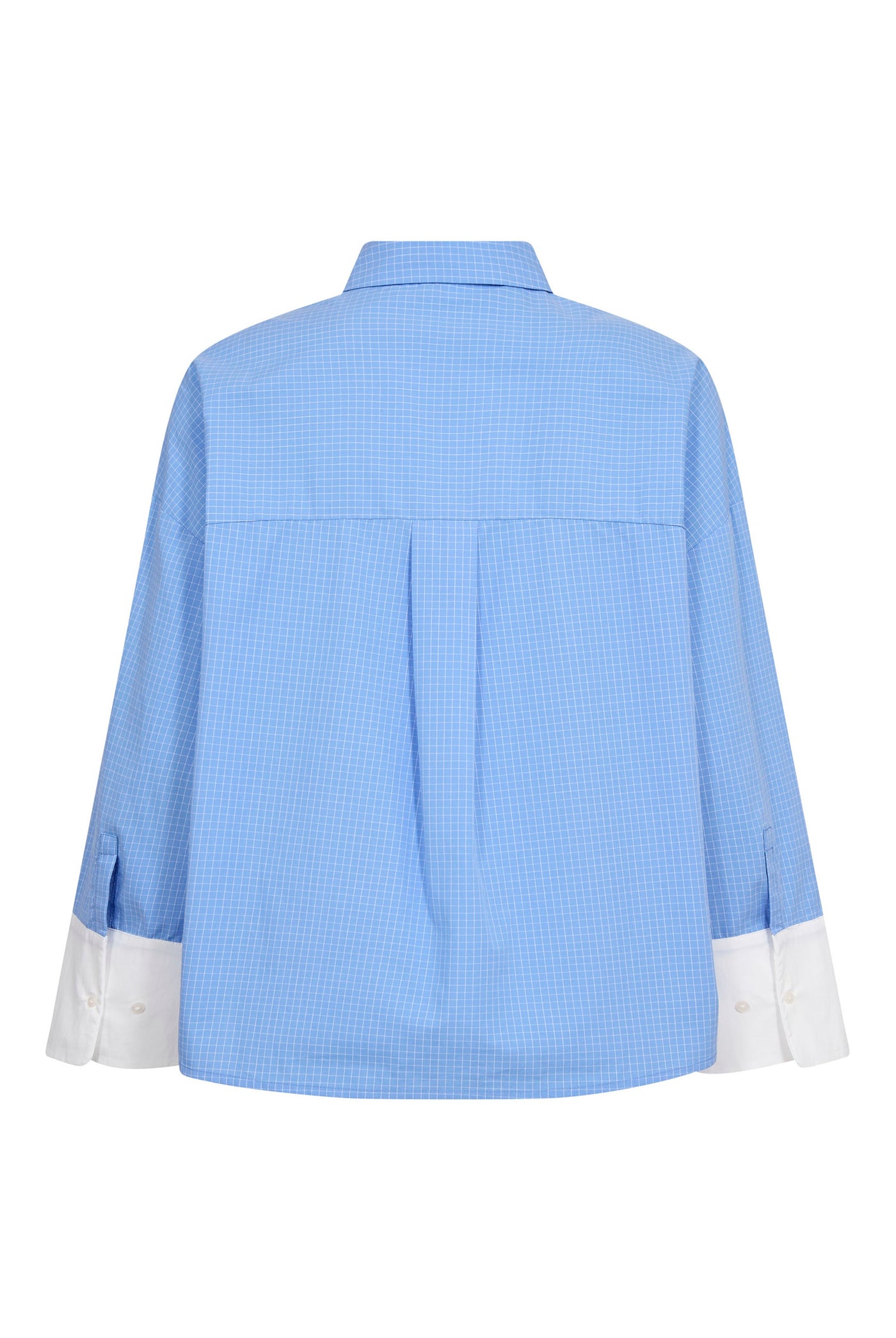 ElonaCC Check Cuff Shirt 40004-Pale Blue - 500349