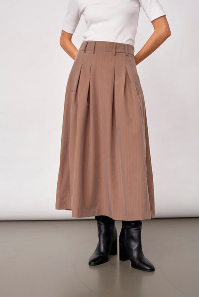 LyviaCC Pleat Pin Skirt 20009-Walnut - 500587 Thumbnail