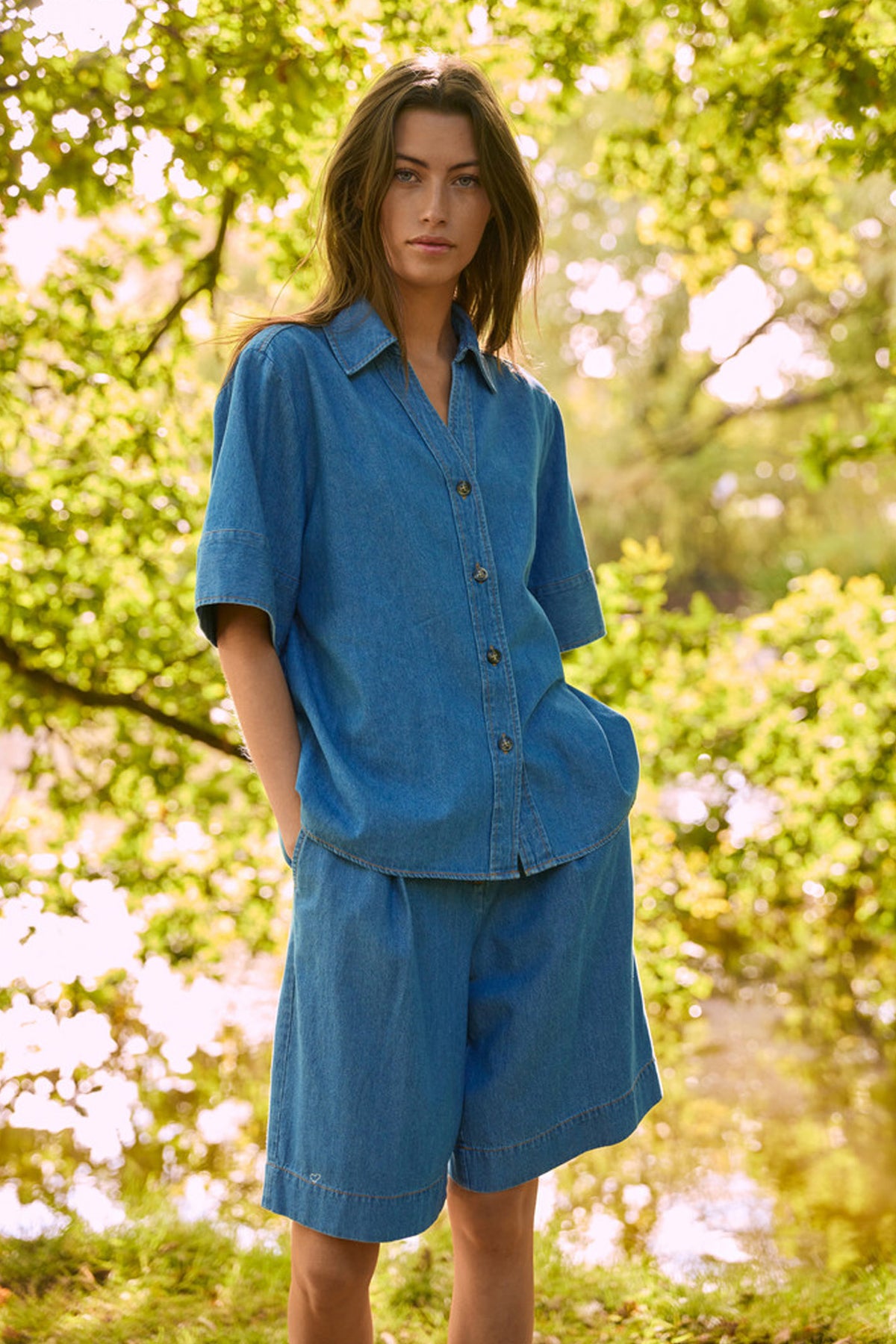 469HMMeki denim shirt 218 Steel Blue - HM1458