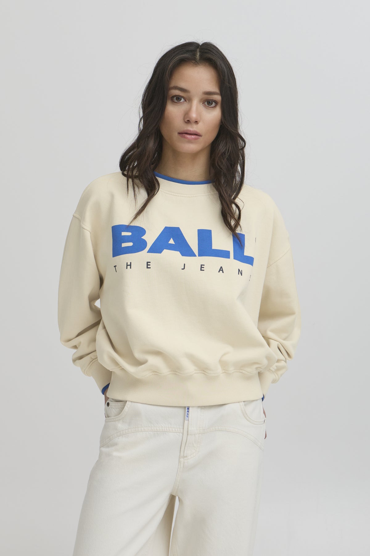 BASIMONA SWEAT Birch w. Olympia Blue - 50405055