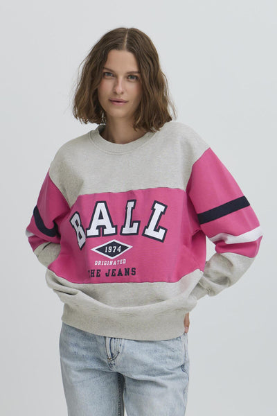 BATOMASSO SWEAT Medium Grey Melange w. Lilac - 50405068 Thumbnail