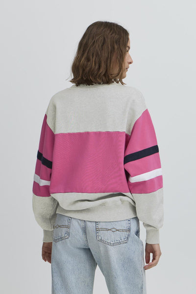 BATOMASSO SWEAT Medium Grey Melange w. Lilac - 50405068 Thumbnail