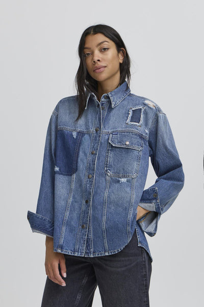 BALUCIA PATCH DENIM JACKET MEDIUM BLUE WASHED - 50405337 Thumbnail