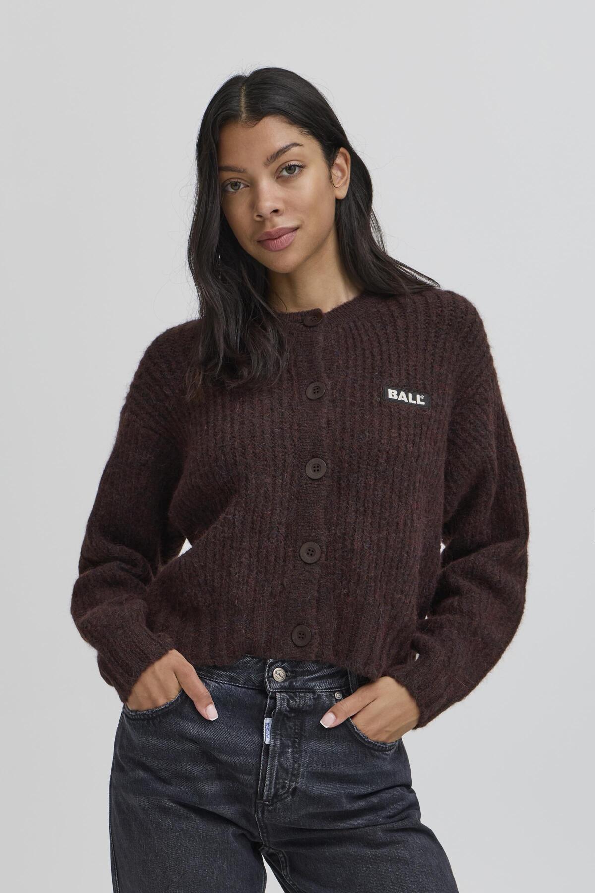 BASTACY RIB CARDIGAN Coffee Bean - 50405351