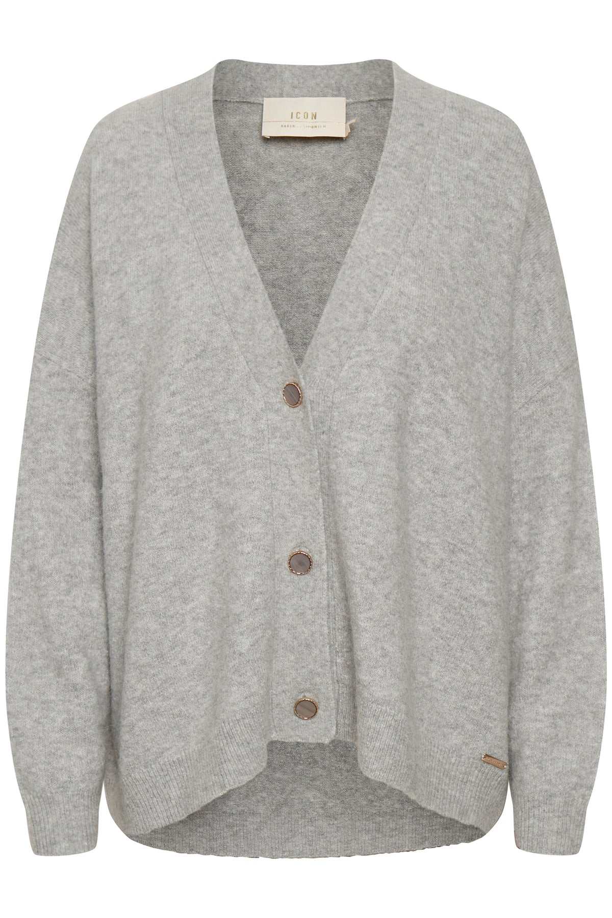 NoraKB Knit Cardigan Frost Gray Melange - 10103292