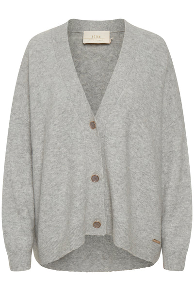 NoraKB Knit Cardigan Frost Gray Melange - 10103292 Thumbnail