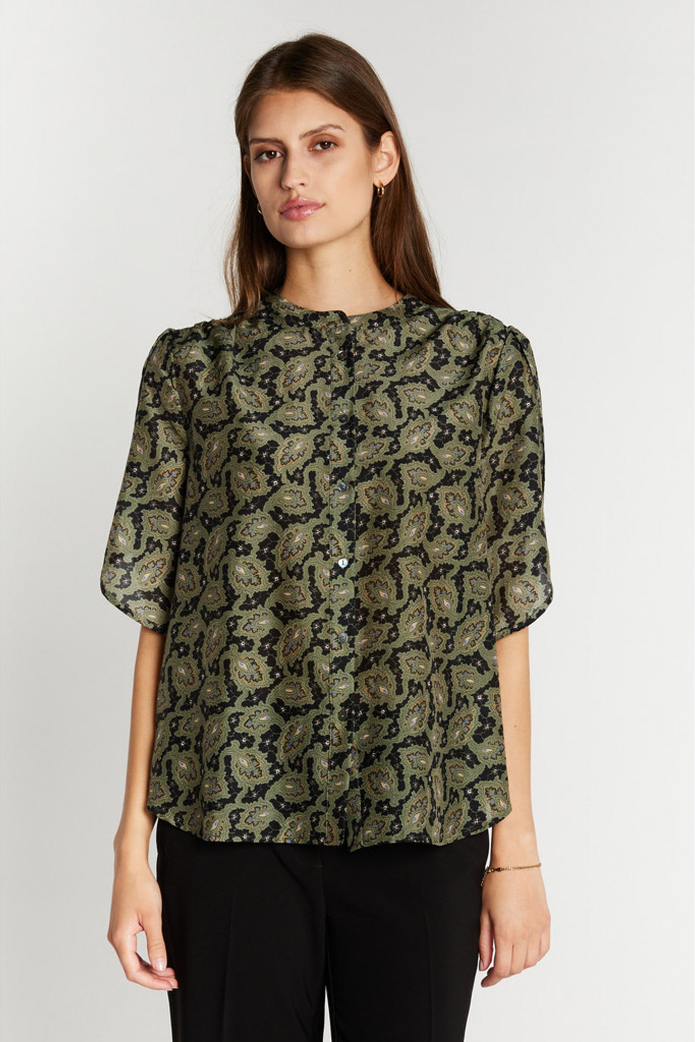 620HMTulin top 800 Forest green print - HM1143