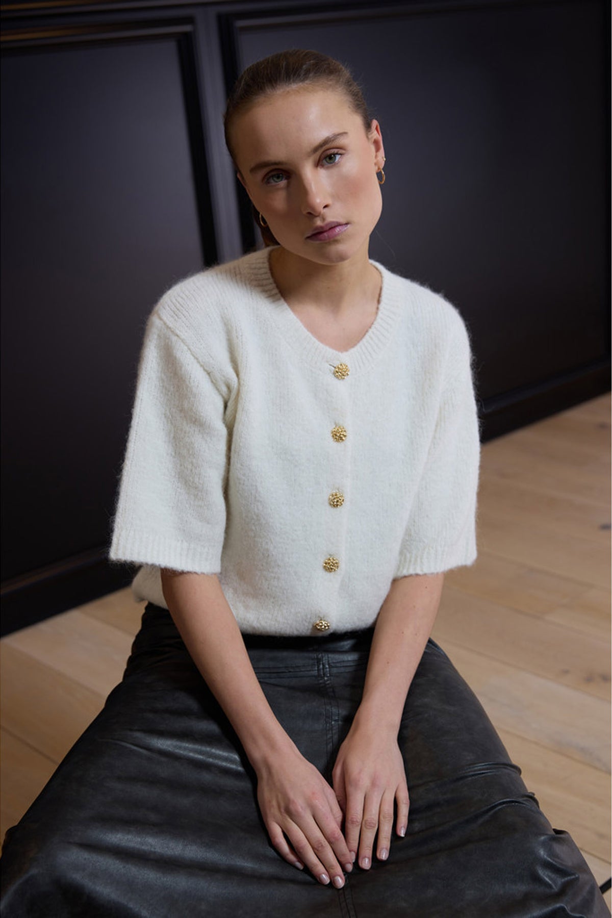 6873RDFElisa knit cardigan 02 Off white - RDF409