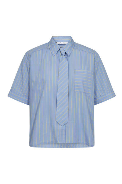 SimoCC Stripe SS Tie Shirt 23-Pale Blue - 45050 Thumbnail