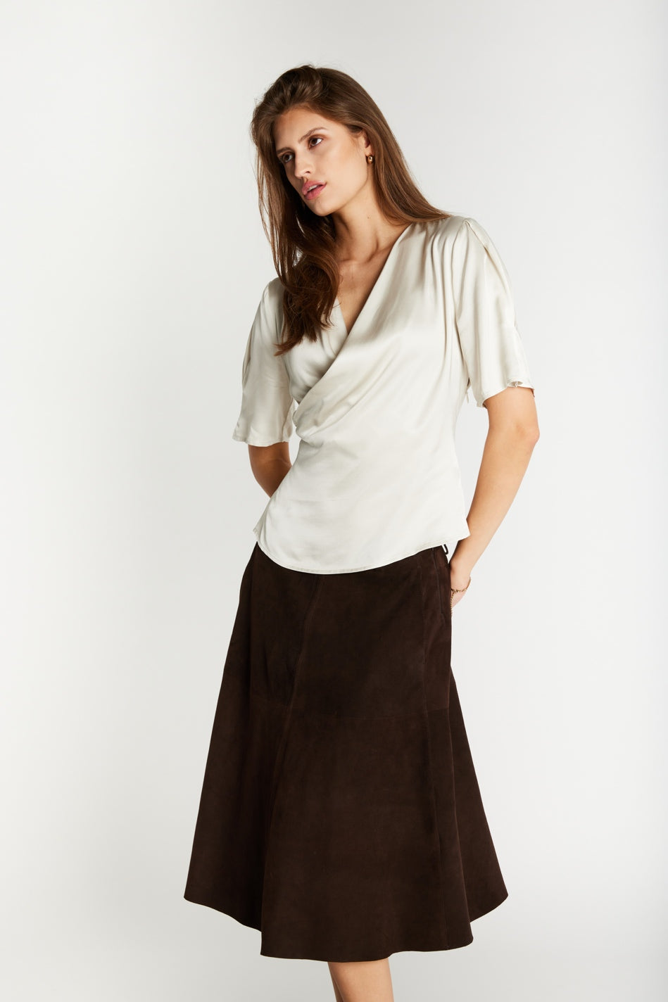 SuedaBBIrene suede skirt Dark brown - BBW5098