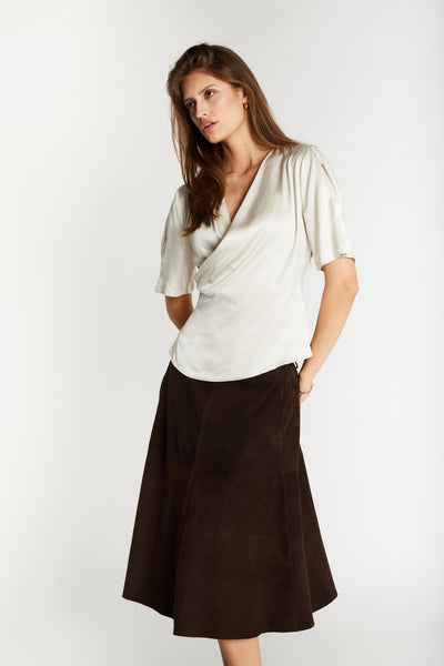 SuedaBBIrene suede skirt Dark brown - BBW5098 Thumbnail