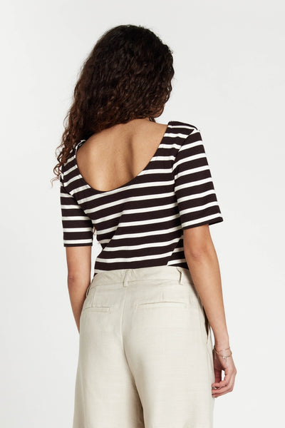 IguanuraBBBoat neck blouse BROWN STRIPE - BBW5042 Thumbnail