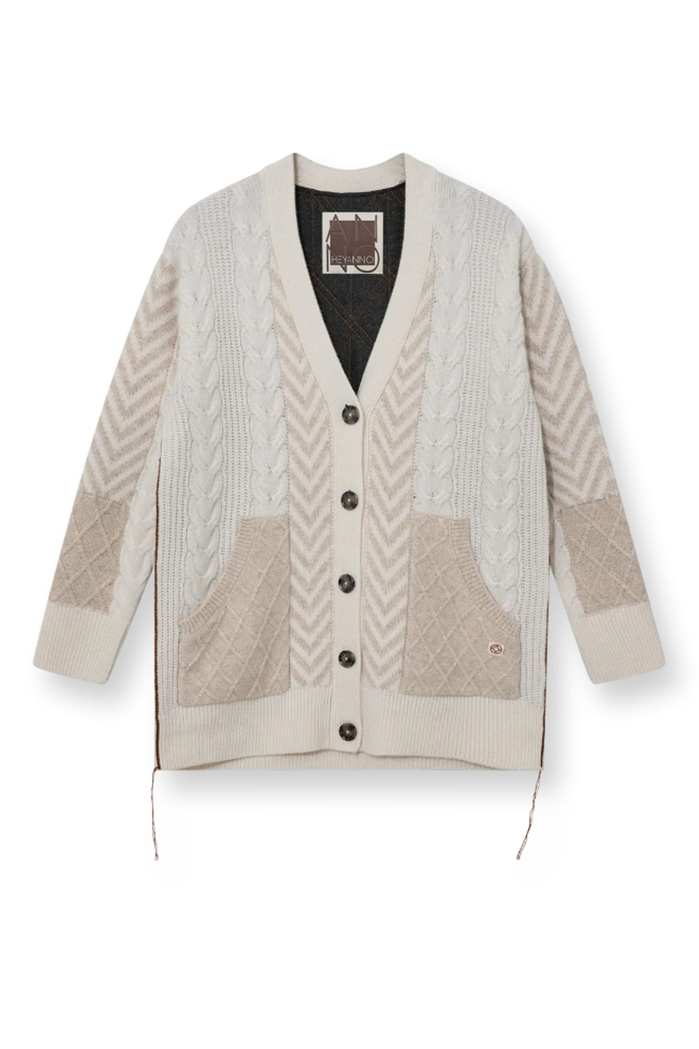 800160 MMHGRAND QUILT CARDIGAN ECRU - 800160 MMHGRAND QUILT CARDIGAN