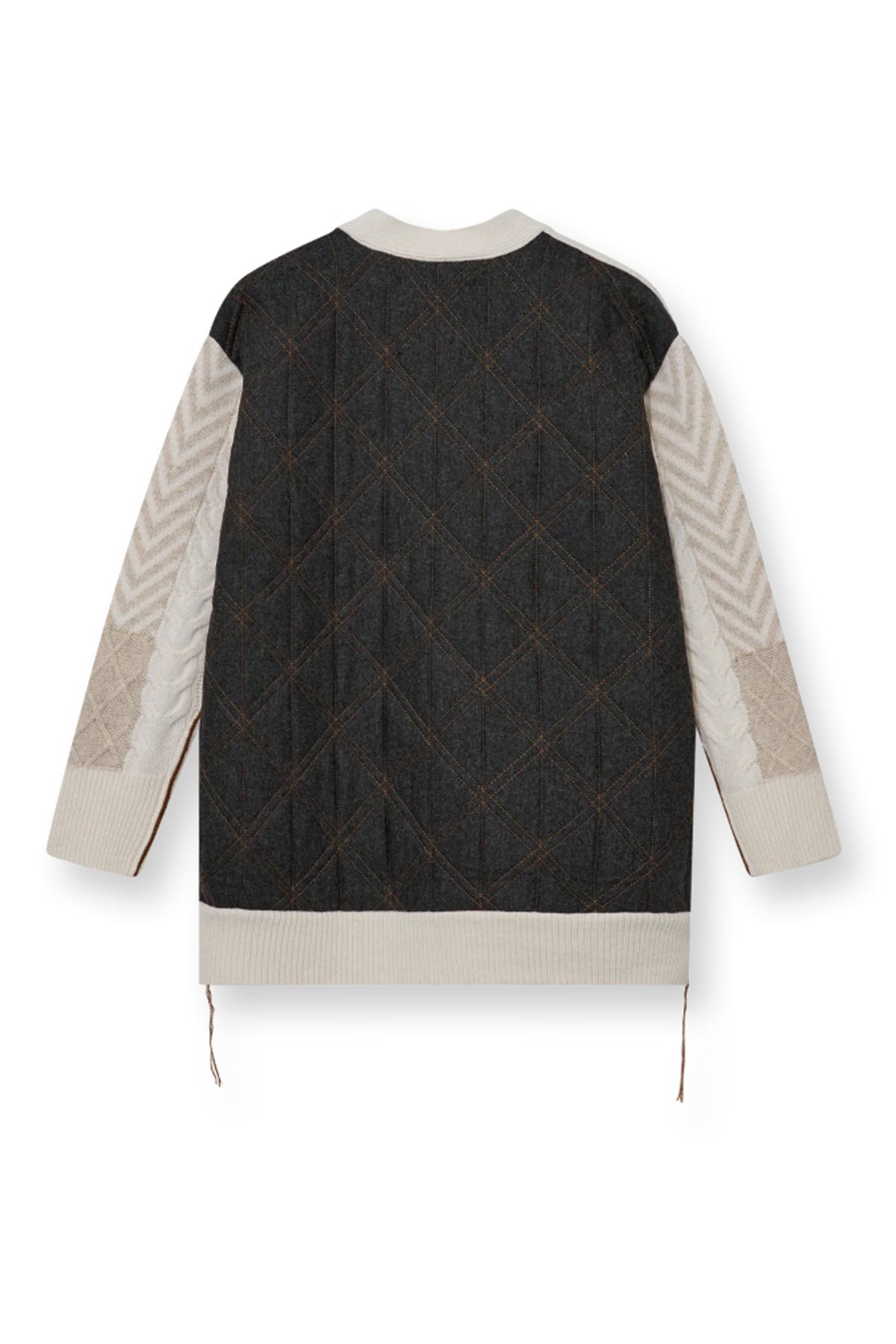 800160 MMHGRAND QUILT CARDIGAN ECRU - 800160 MMHGRAND QUILT CARDIGAN