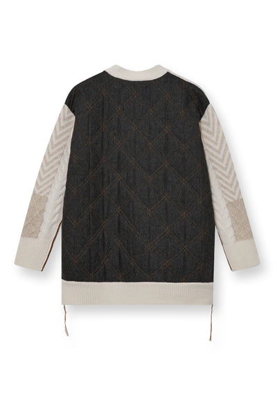 800160 MMHGRAND QUILT CARDIGAN ECRU - 800160 MMHGRAND QUILT CARDIGAN Thumbnail