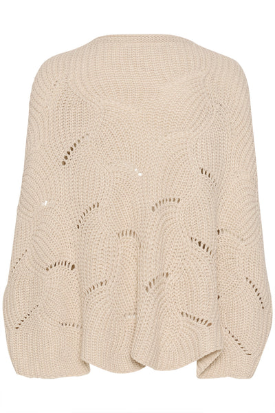 CRMistletoe Knit Poncho Oat melange Thumbnail