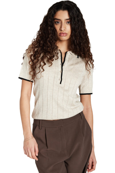 Anemonebbvalnenzia Knit Polo Sand melange - BBW5020 Thumbnail