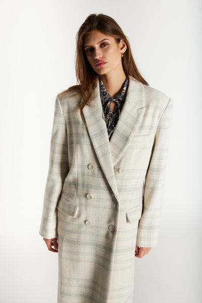 KentioBBAbellas coat Beige Check - BBW5082 Thumbnail