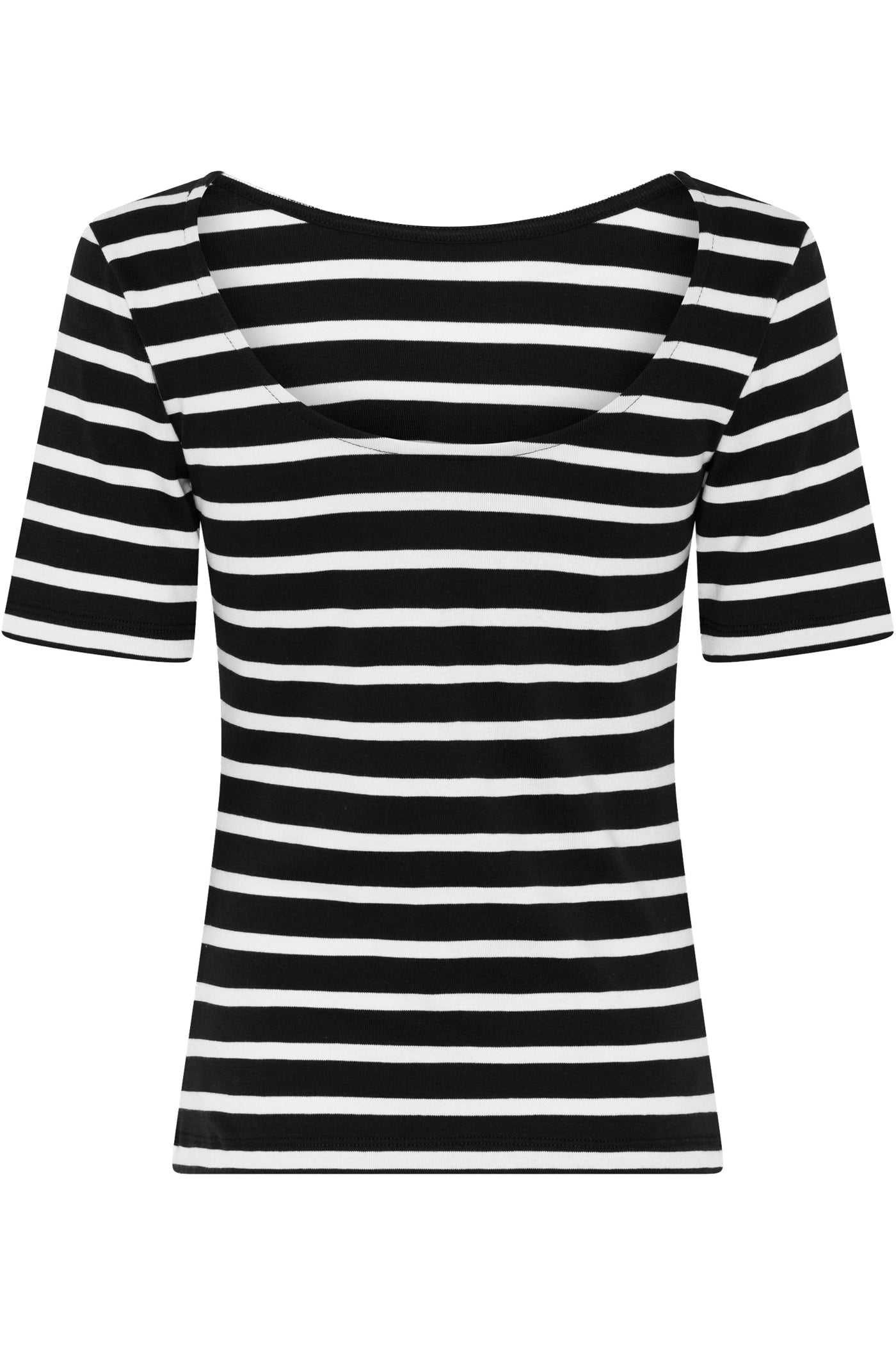 IguanuraBBBoat neck blouse Black / Creme stripe - BBW5042